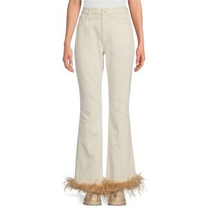 Gianni Bini x Nastia Liukin Anna Denim Straight Leg Feather Detail Jeans